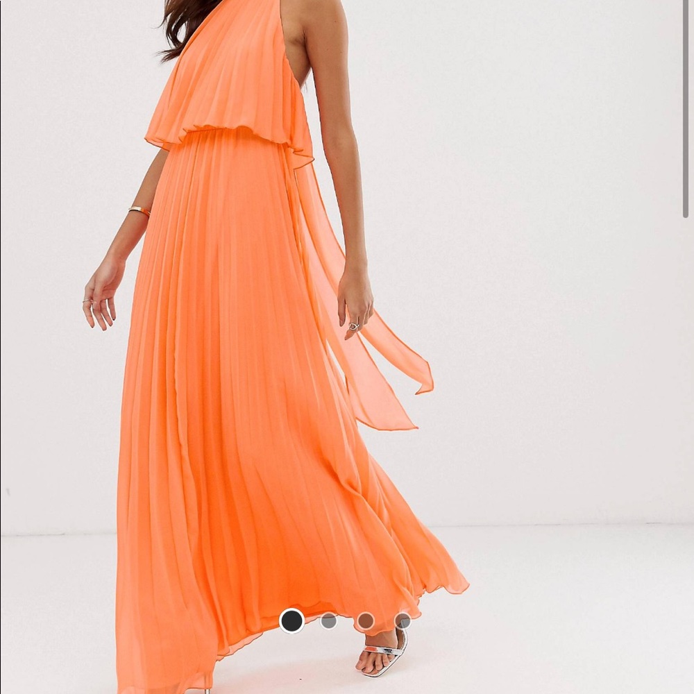 Orange Pleated Gown